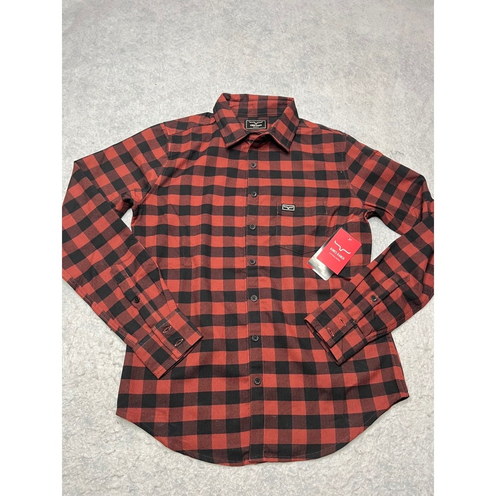 Kimes Ranch Ladies Garrison Flannel Shirt Red Black Plaid Long Sleeve S Med NWT